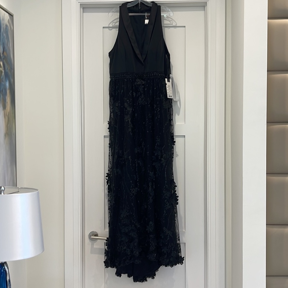 TUXEDO INSPIRED FLORAL EMBROIDERED GOWN - Picture 6 of 12